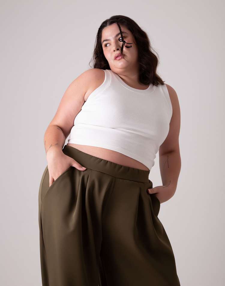 Tank top na cor offwhite