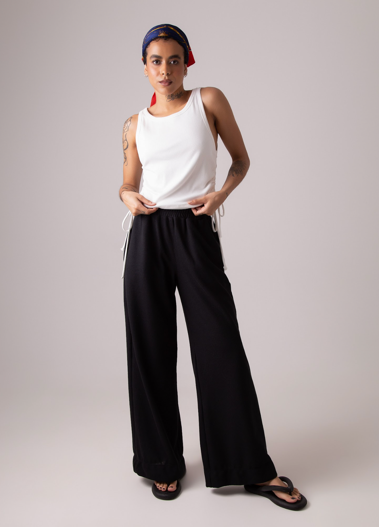 calça comfy clássica | calça waffle reta confortável