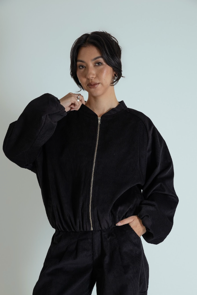 jaqueta bomber canelada oversized – Lela Brandão Co.