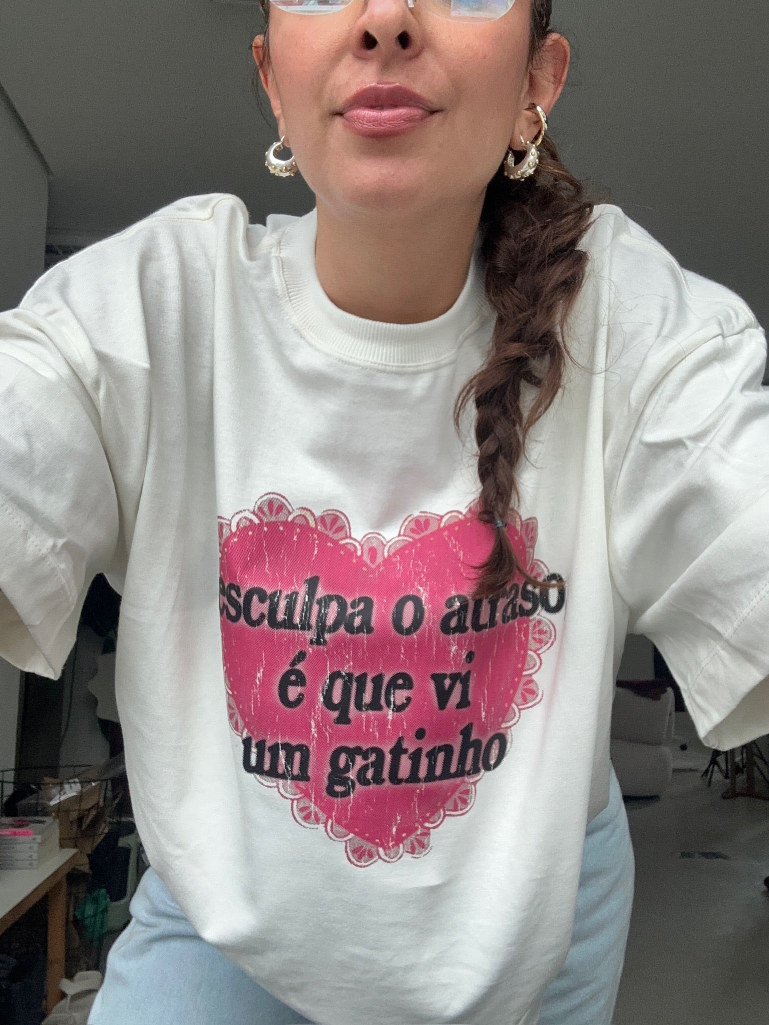 camisetão desculpa o atraso gatinho