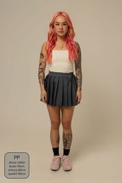 mini saia shorts plissada chefa