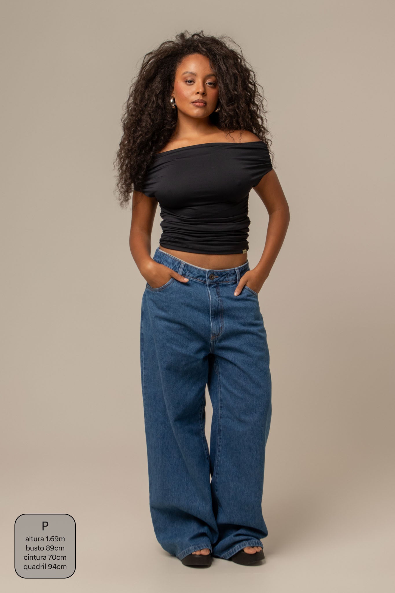 calça jeans ajustável baggy denim blue