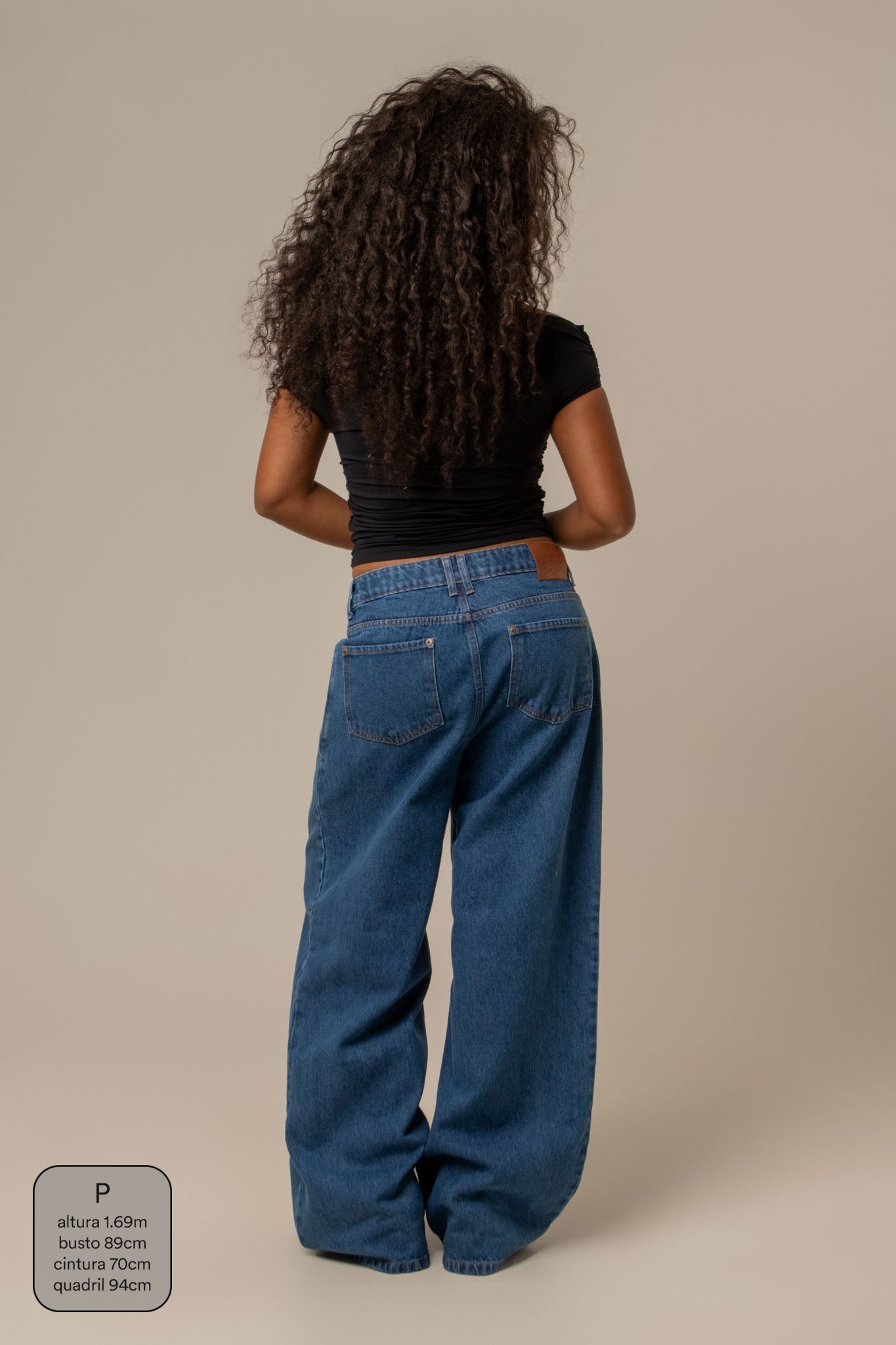 calça jeans ajustável baggy denim blue