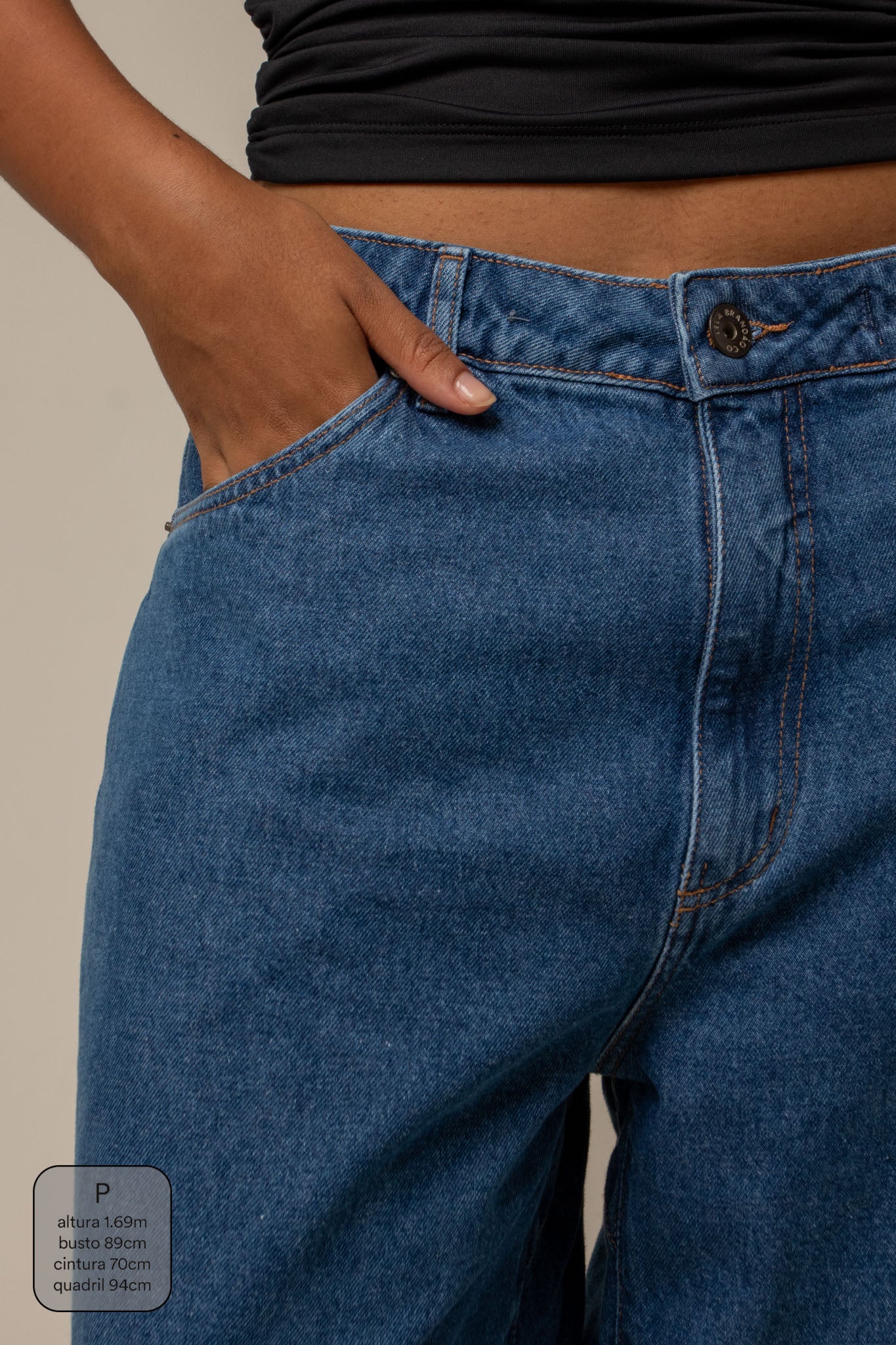 calça jeans ajustável baggy denim blue