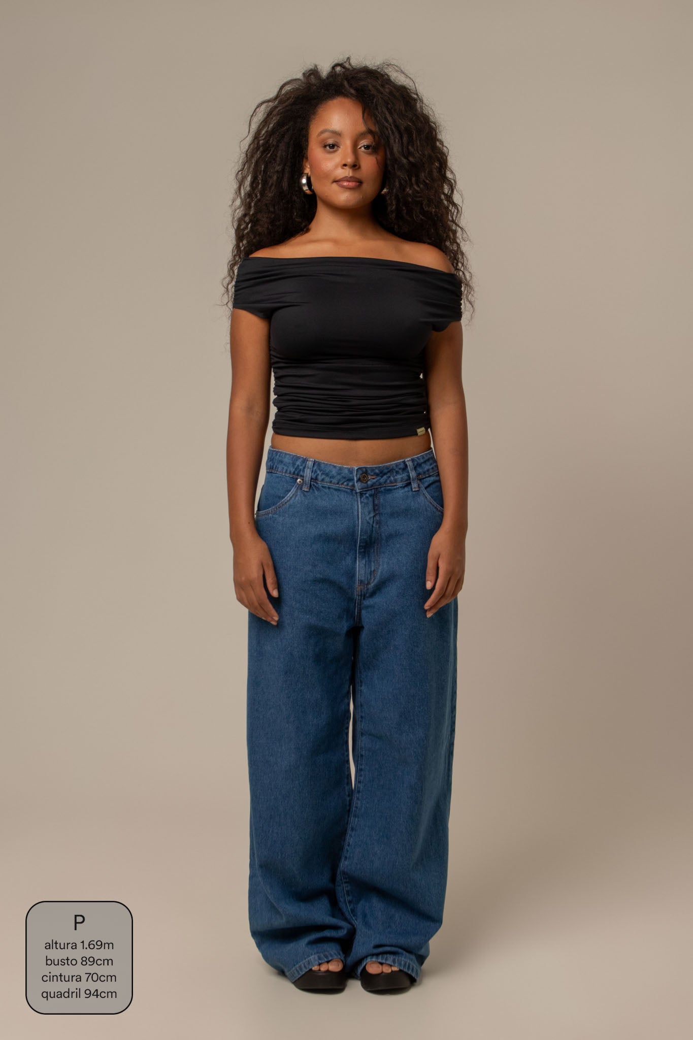 calça jeans ajustável baggy denim blue