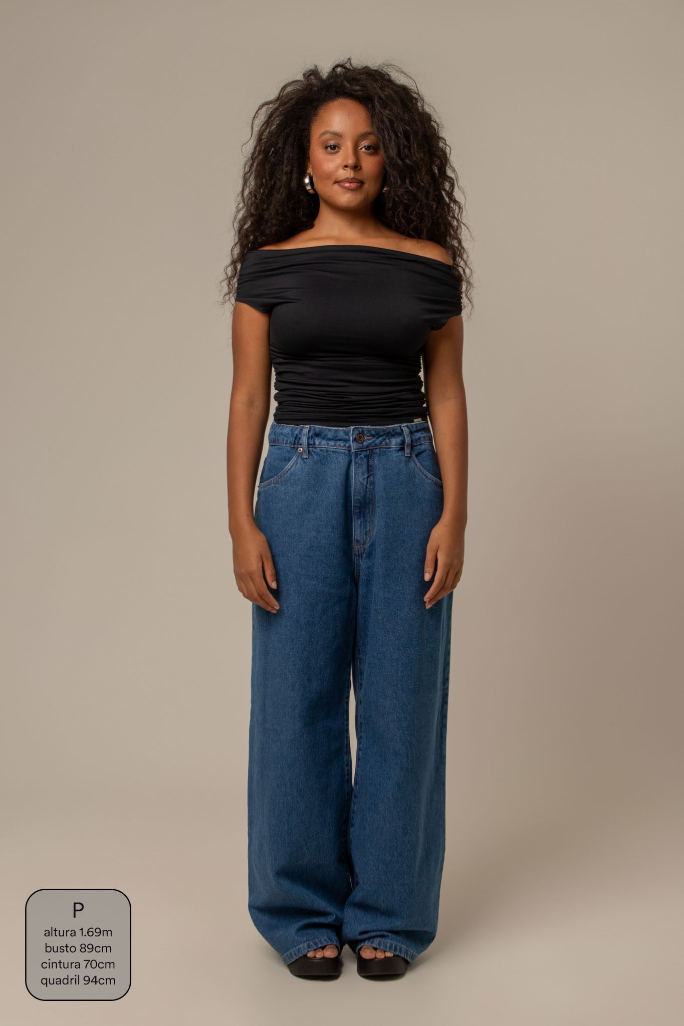 calça jeans ajustável baggy denim blue