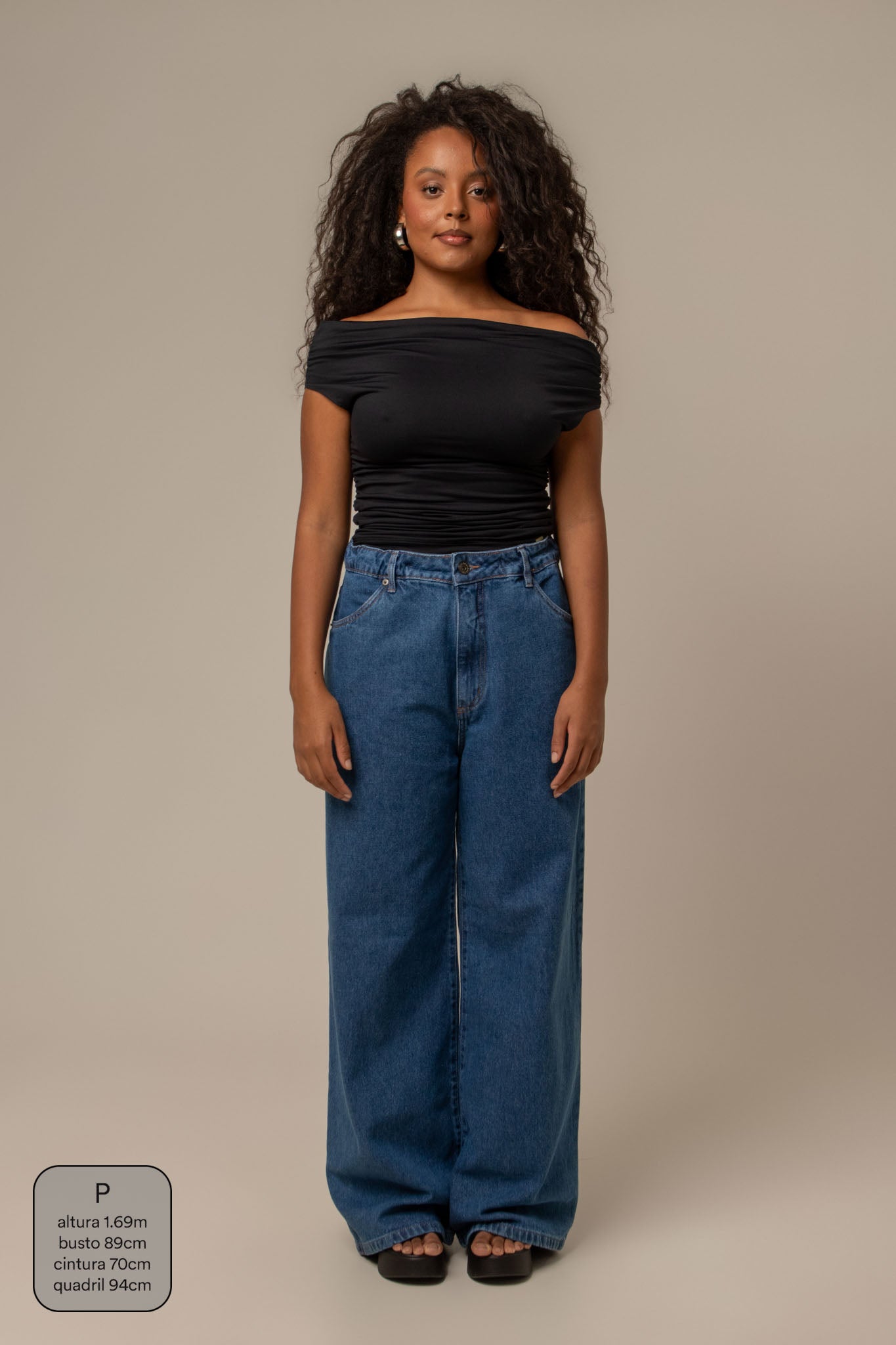 calça jeans ajustável baggy denim blue