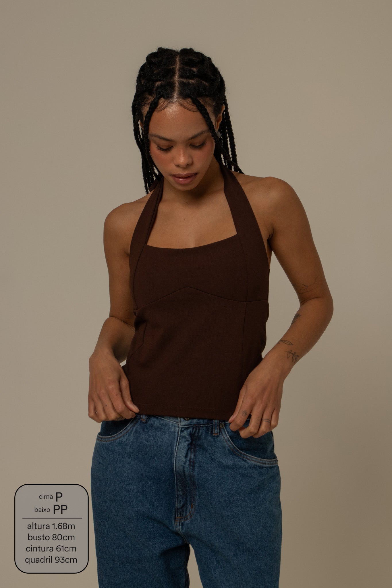 regata push up | blusa com amarração no pescoço
