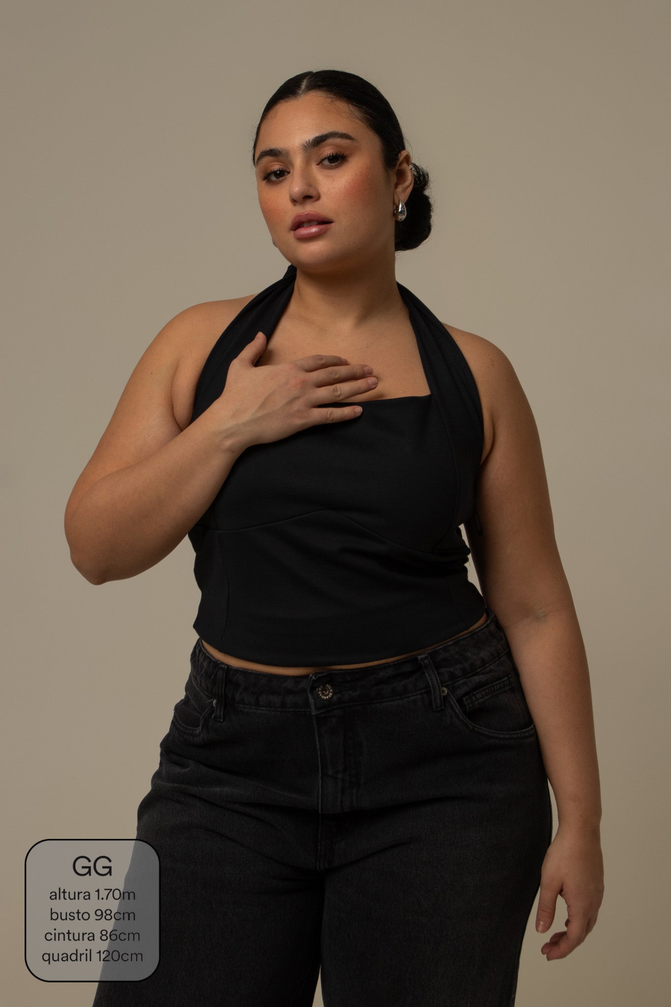 regata push up | blusa com amarração no pescoço