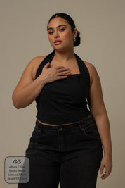 regata push up | blusa com amarração no pescoço