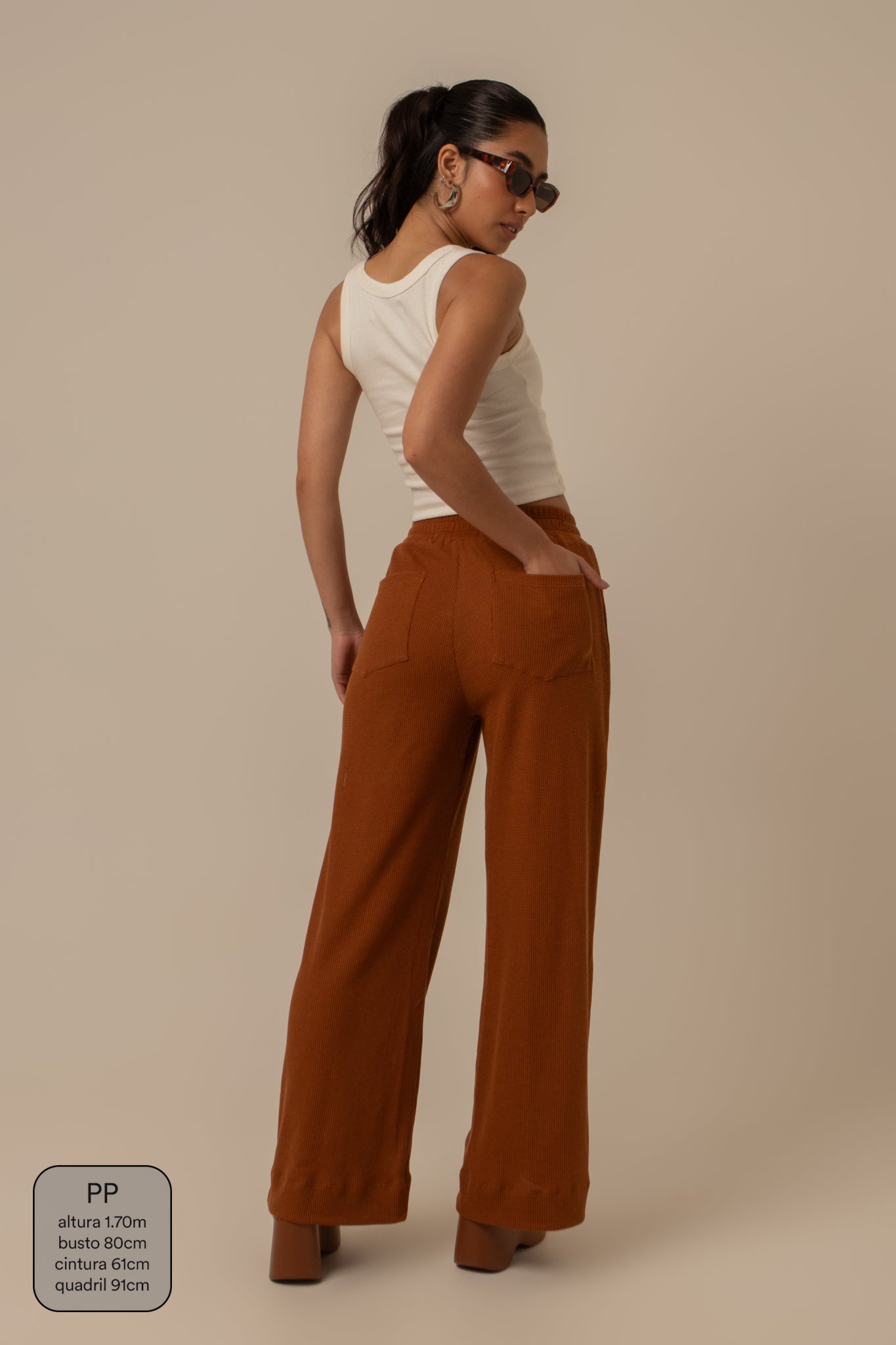calça comfy clássica | calça waffle reta confortável