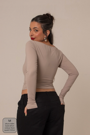 ⁠blusa manga longa kim | blusa dedinhos com dupla camada