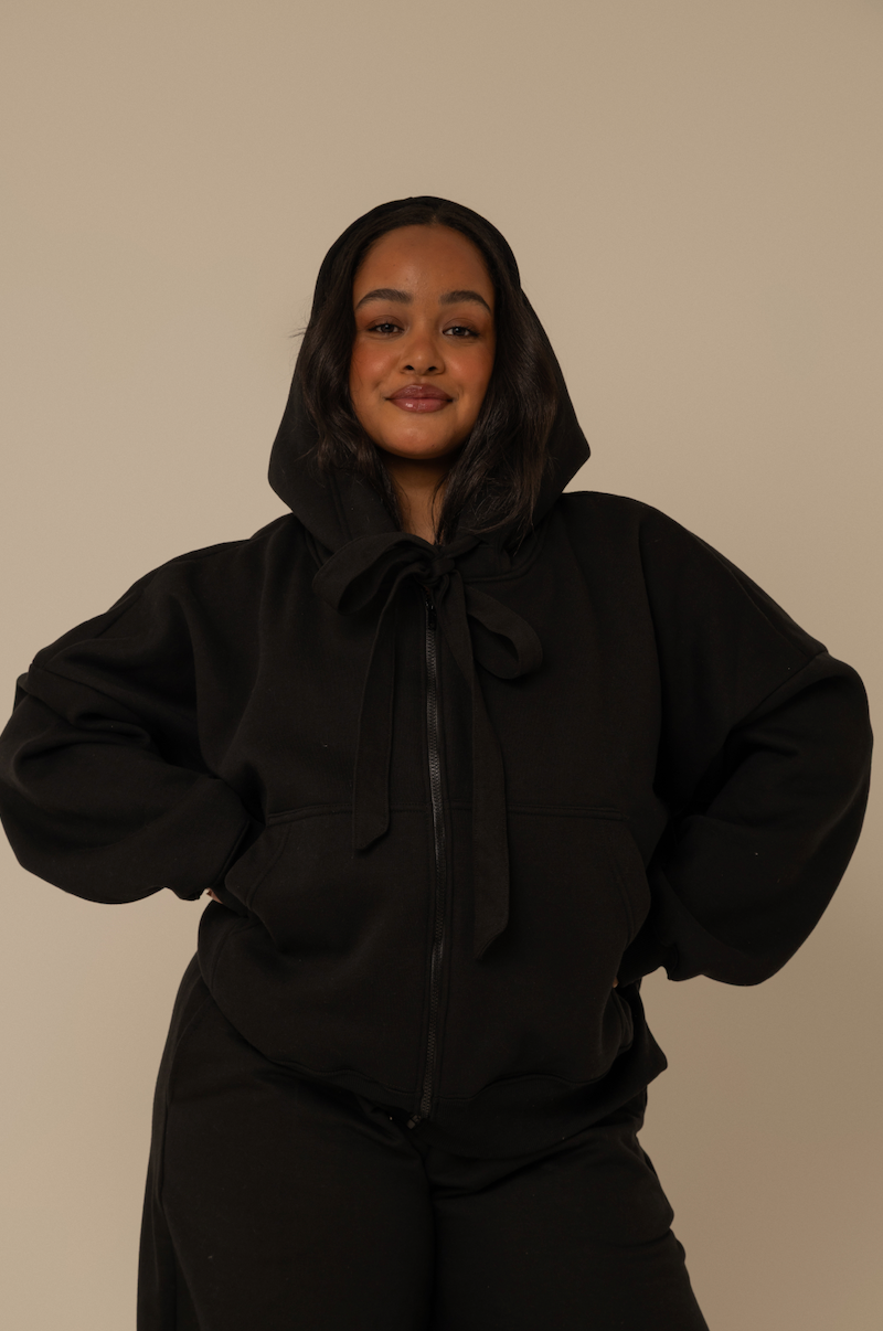 moletom laço cozy |  moletom oversized feminino com capuz e zíper