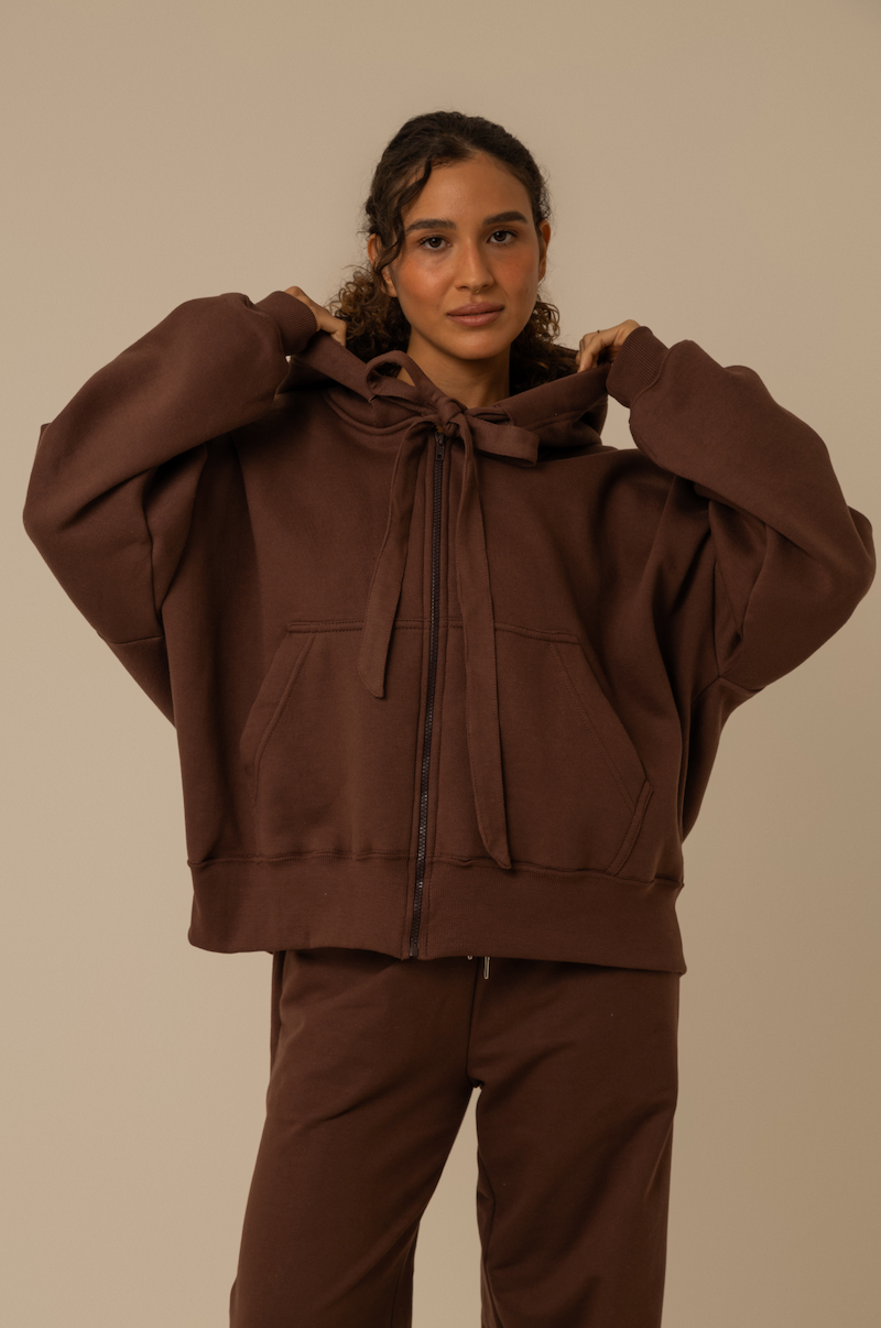 moletom laço cozy |  moletom oversized feminino com capuz e zíper