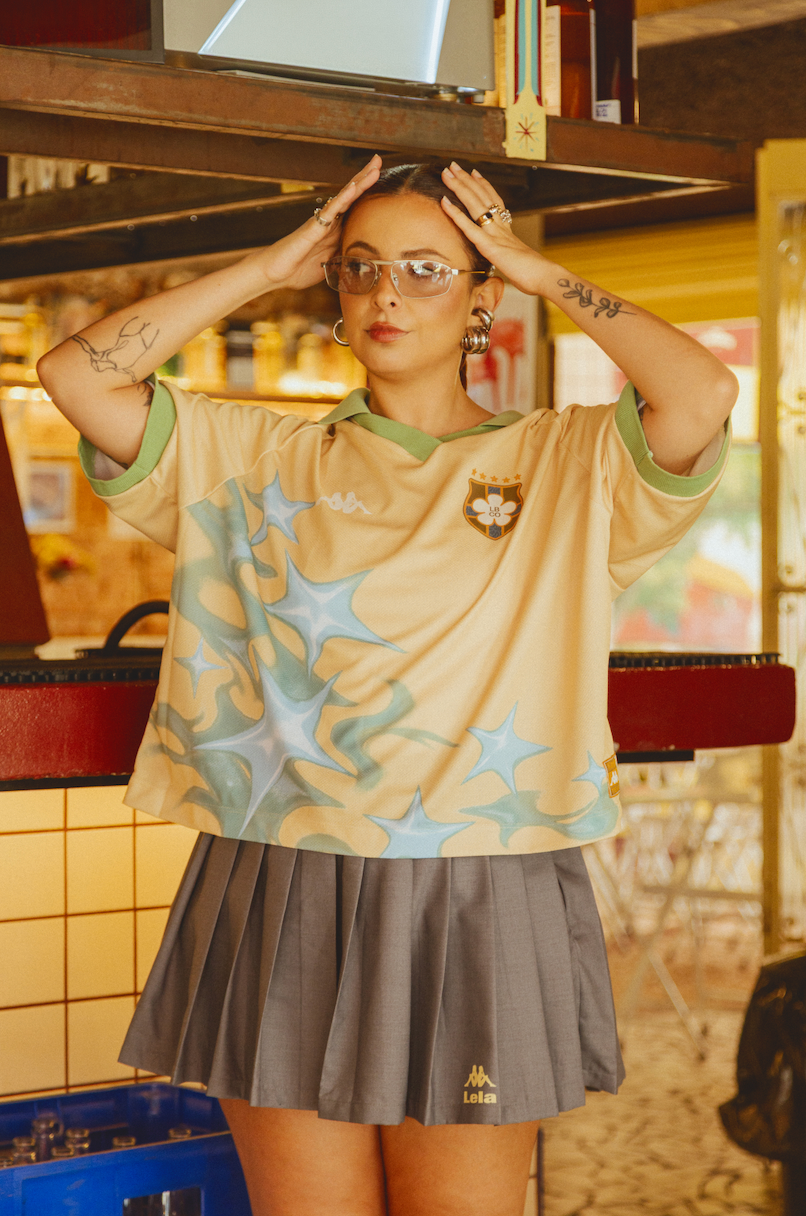 camisa jersey manga curta lela & kappa | camisa de time feminina ovesized estilo vintage