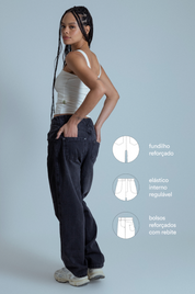 calça jeans ajustável mom light blue