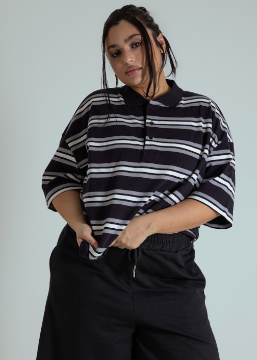 polo listrada oversized manga curta luv