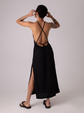 vestido comfy | vestido costas abertas com fenda lateral