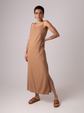 vestido comfy | vestido costas abertas com fenda lateral