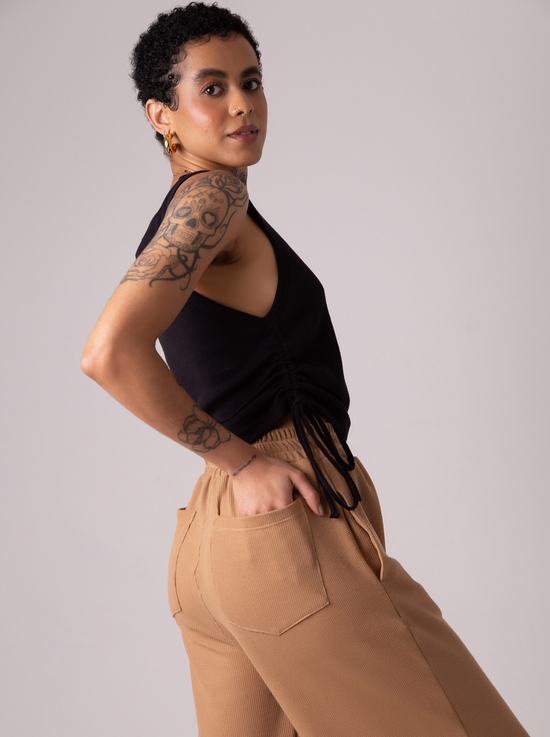 blusa lacinho | regata canelada com altura ajustável