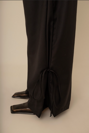 calça laço | calça alfaiataria com amarração na barra
