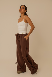 calça de moletom laço cozy | calça de moletom feminina com amarração e bolsos grandes