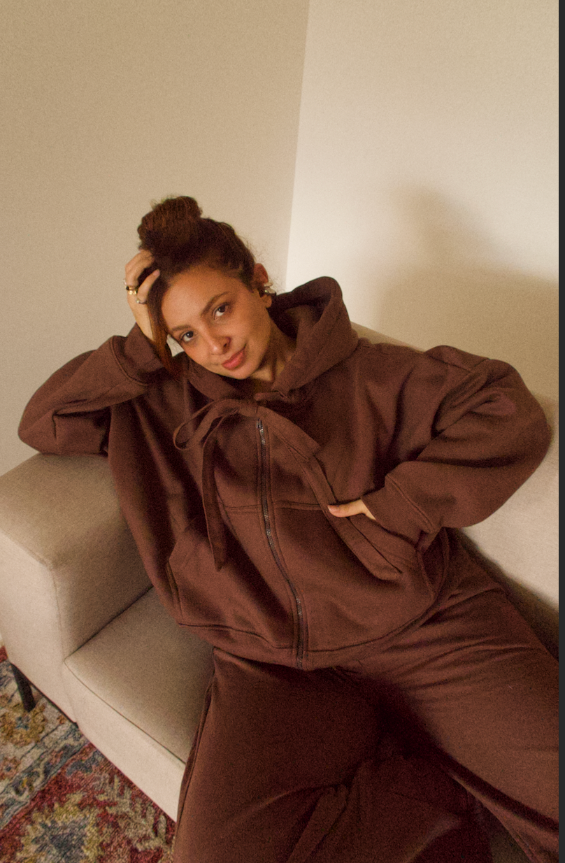 moletom laço cozy |  moletom oversized feminino com capuz e zíper