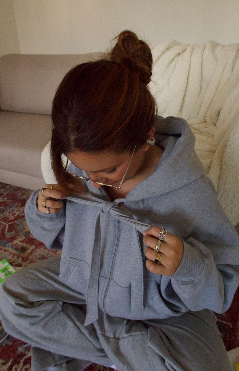 moletom laço cozy |  moletom oversized feminino com capuz e zíper
