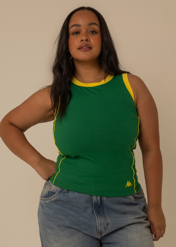 regata verde e amarela lela & kappa | regata feminina cores do brasil