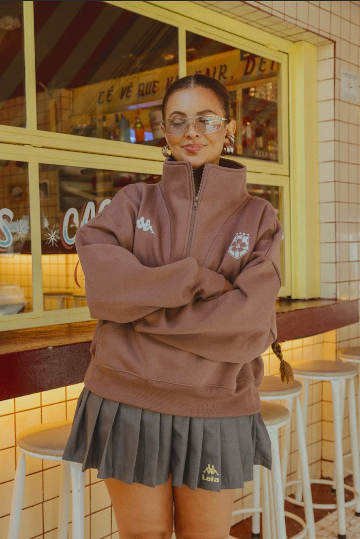 moletom gym babe lela & kappa | moletom oversized com zíper e bolsos