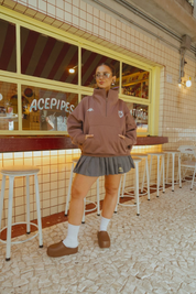 moletom gym babe lela & kappa | moletom oversized com zíper e bolsos