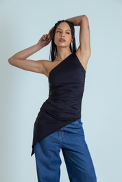 blusa assimétrica longa chefa