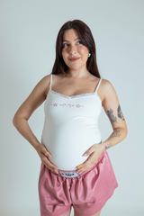 regata strass de algodão com renda LUV