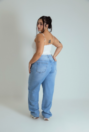 calça jeans ajustável reta estrela LUV