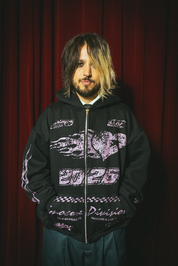 moletom estampado com zíper e capuz oversized LUV