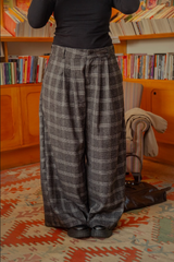 calça alfaiataria ajustável xadrez chefa