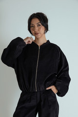 jaqueta bomber canelada oversized