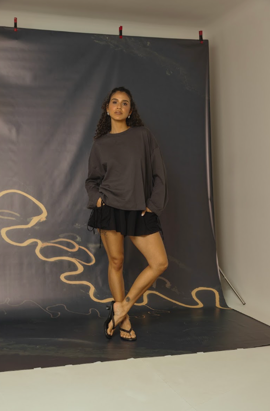 camisetão oversized manga longa de algodão
