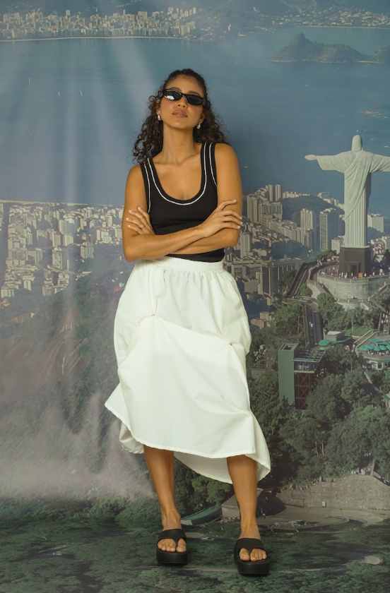 saia midi ajustável com botões