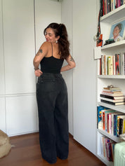 calça jeans ajustável midnight black