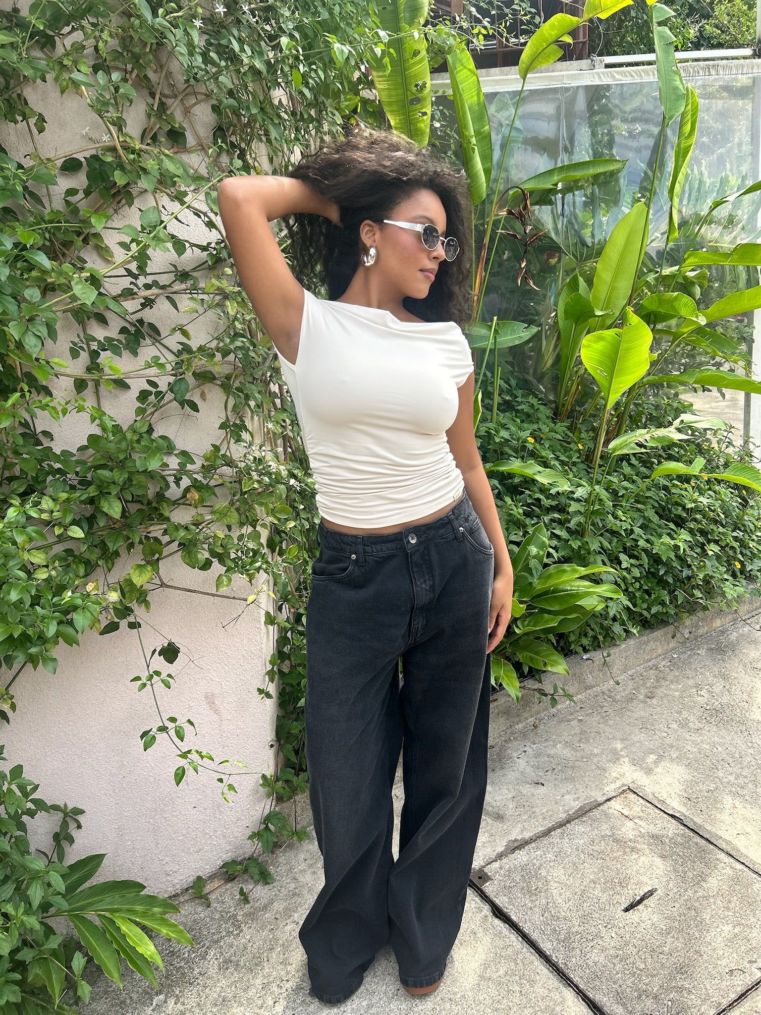 calça jeans ajustável midnight black