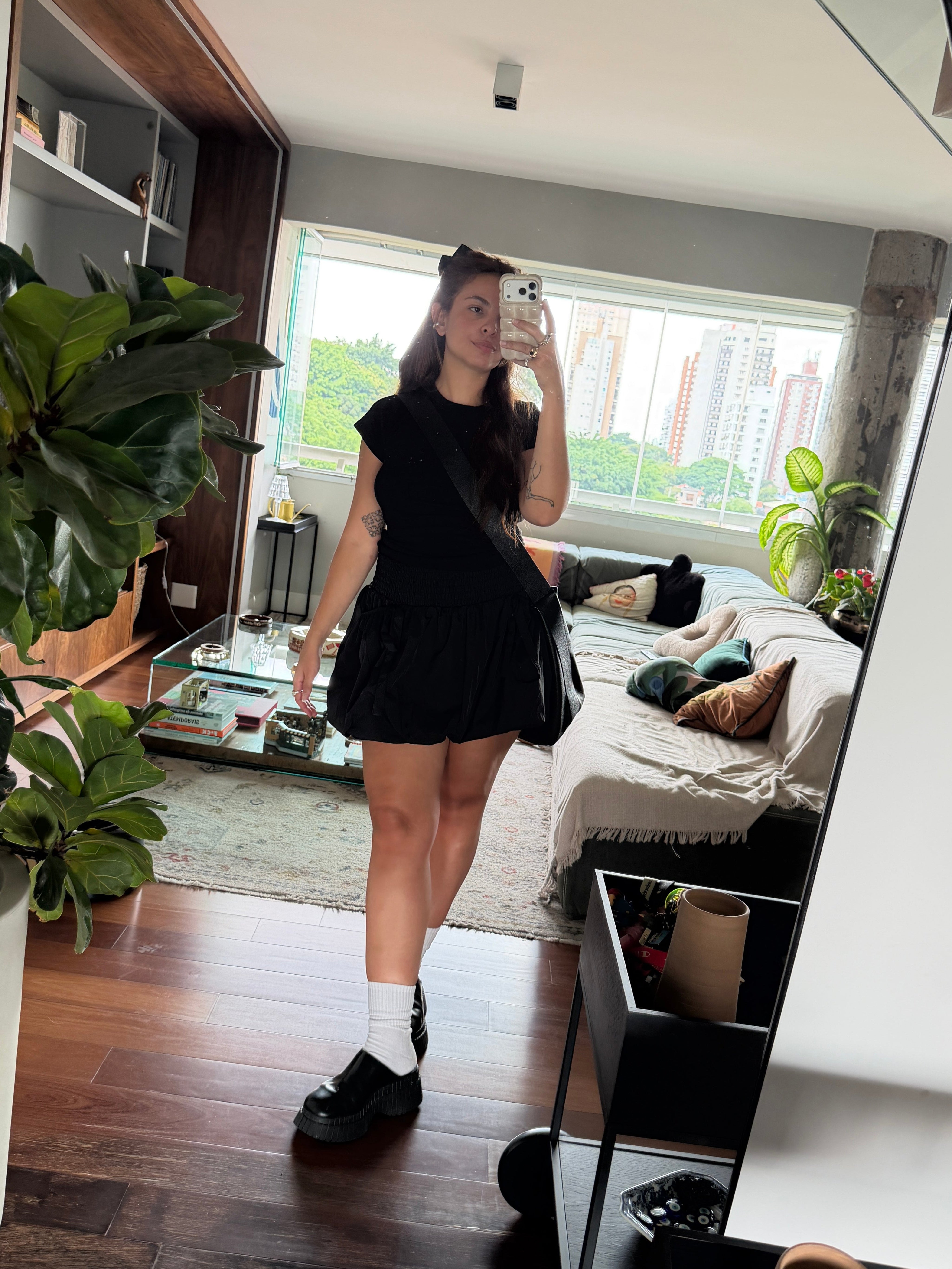 mini short saia balonê garoa