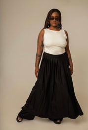 calça saia plissada collab frida & lela