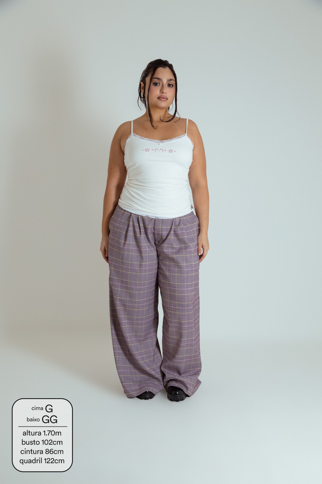calça xadrez alfaiataria ajustável LUV