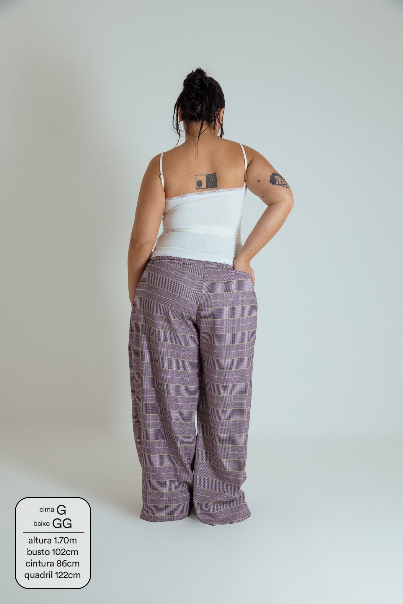 calça xadrez alfaiataria ajustável LUV