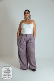 calça xadrez alfaiataria ajustável LUV
