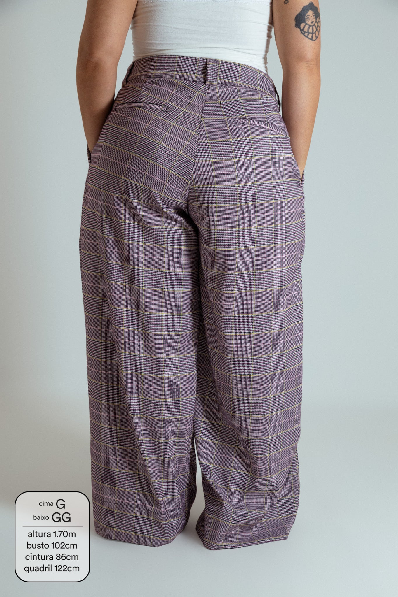 calça xadrez alfaiataria ajustável LUV