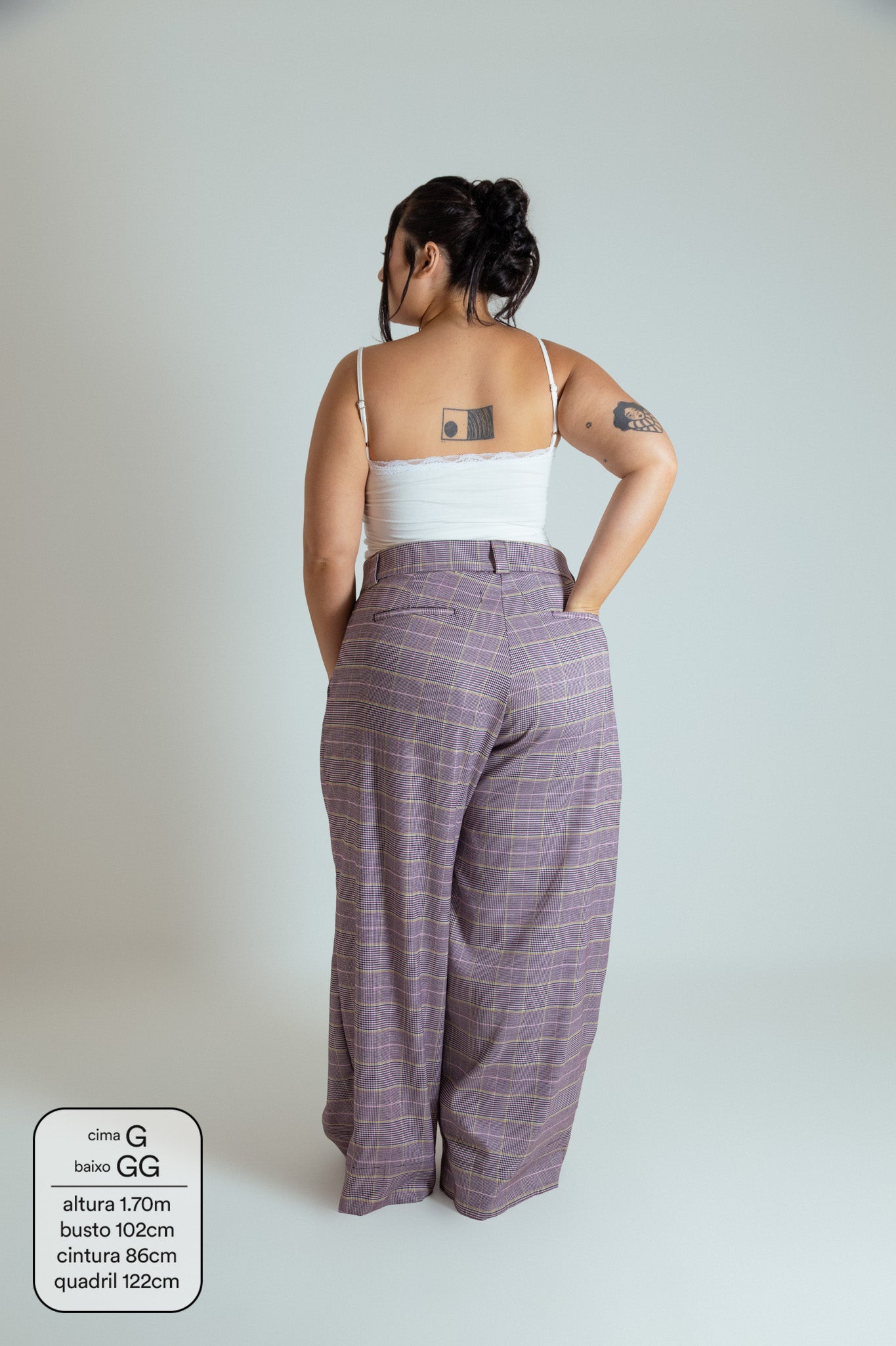 calça xadrez alfaiataria ajustável LUV