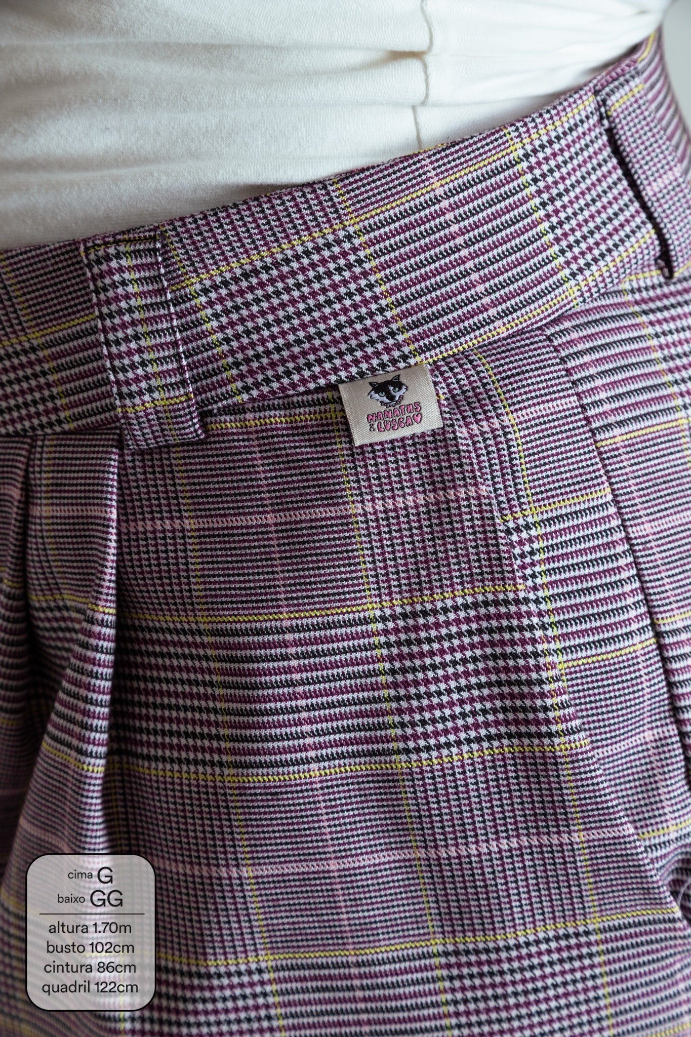 calça xadrez alfaiataria ajustável LUV