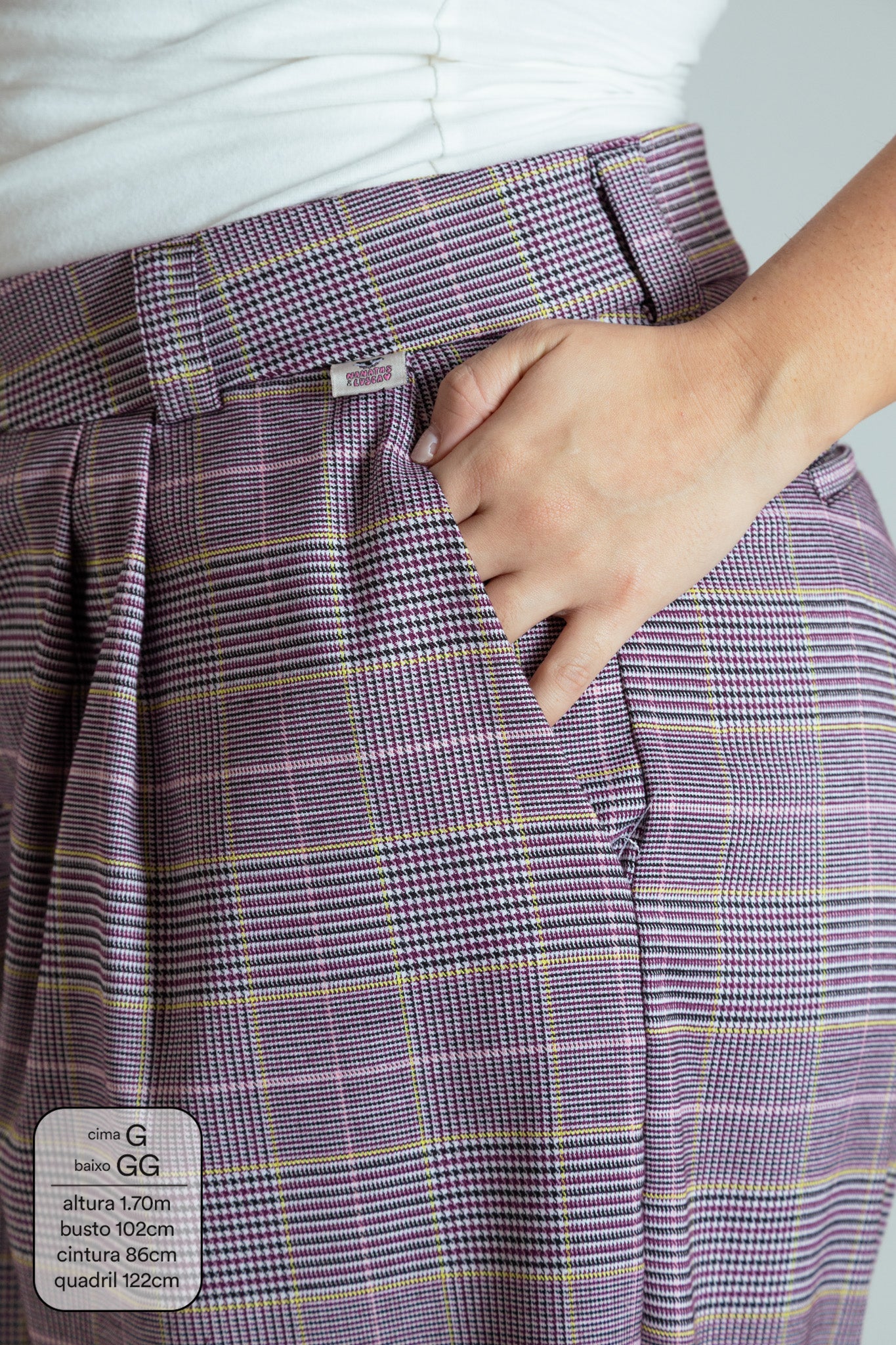 calça xadrez alfaiataria ajustável LUV